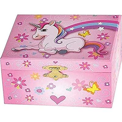 Goki Musikspieldose Einhorn, Melodie: Schwanensee: 15 x 10,8 x 8,8 cm, feste Pappe, per Stück Goki Musikspieldose Einhorn, Melodie: Schwanensee: 15 x 10,8 x 8,8 cm, feste Pappe, per Stück