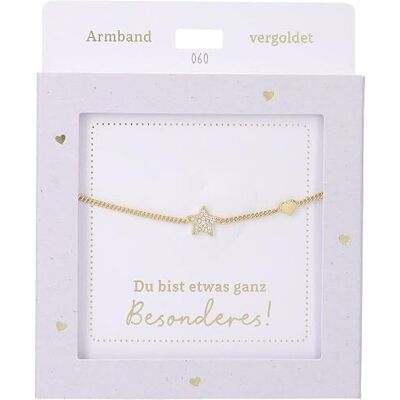 Depesche Bracciale in oro con stella glitterata, lunghezza variabile come regalo per amici e parenti Depesche Bracciale in oro con stella glitterata, lunghezza variabile come regalo per amici e parenti