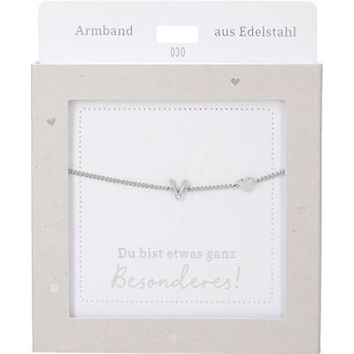 Depesche Bracciale in argento con ciondolo "V" e cuore, lunghezza variabile, regalo per amici e parenti Depesche Bracciale in argento con ciondolo "V" e cuore, lunghezza variabile, regalo per amici e parenti