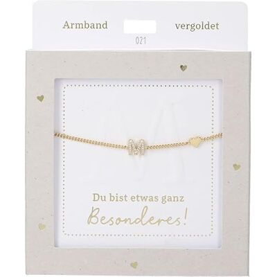 Depesche Bracciale in oro con ciondolo "M" e cuore, lunghezza variabile, come regalo per amici e parenti Depesche Bracciale in oro con ciondolo "M" e cuore, lunghezza variabile, come regalo per amici e parenti