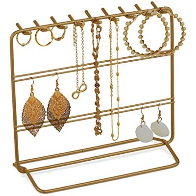 Relaxdays Portagioie, per Collane, Orecchini, Bracciali e Anelli, Stand Organizer Gioielli, HLP: 18x20x9 cm, Bronzato Relaxdays Portagioie, per Collane, Orecchini, Bracciali e Anelli, Stand Organizer Gioielli, HLP: 18x20x9 cm, Bronzato
