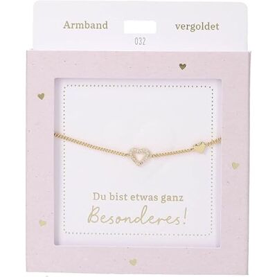 Depesche Bracciale in oro con cuore e pietre scintillanti, lunghezza variabile come regalo per amici e parenti Depesche Bracciale in oro con cuore e pietre scintillanti, lunghezza variabile come regalo per amici e parenti