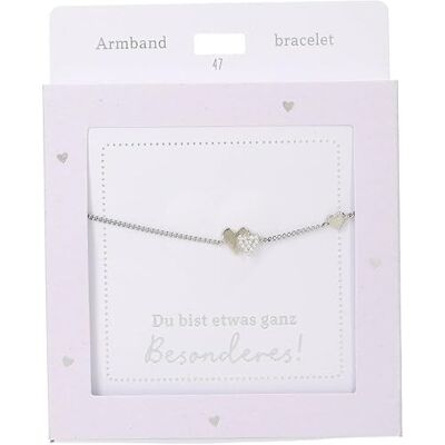 Depesche Bracciale in argento con 2 cuori e brillantini, lunghezza variabile come regalo per amici e parenti Depesche Bracciale in argento con 2 cuori e brillantini, lunghezza variabile come regalo per amici e parenti