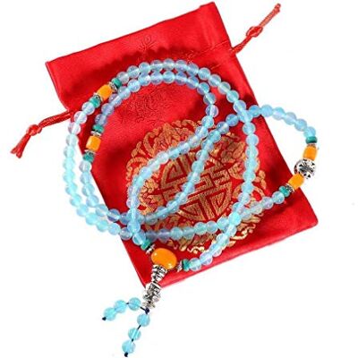 lachineuse Mala Buddista in Agata Blu – 108 Perle da 6 mm – Sacchetto Satinato in Omaggio lachineuse Mala Buddista in Agata Blu – 108 Perle da 6 mm – Sacchetto Satinato in Omaggio