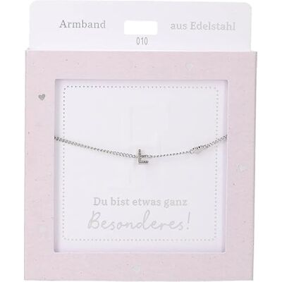 Depesche Bracciale in argento con ciondolo "F" e cuore, lunghezza variabile come regalo per amici e parenti Depesche Bracciale in argento con ciondolo "F" e cuore, lunghezza variabile come regalo per amici e parenti