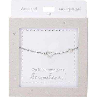 Depesche Bracciale in argento con cuore e brillantini, lunghezza variabile come regalo per amici e parenti Depesche Bracciale in argento con cuore e brillantini, lunghezza variabile come regalo per amici e parenti