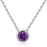 Qings Collane Birthstone con Ametista di Febbraio Ciondolo con Diamante Viola in Argento Sterling 925, Collane per Sempre Amore Placcate Oro Bianco