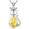 Friggem Collana Pietra natale Novembre, Ciondolo Gatto pietra di compleanno in Argento Sterling 925 e Collana Donna Ciondolo Regali per mamme ragazze signore amanti mogli