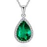 VONSSY Dichiarazione verde smeraldo Birthstone collana diamante avvolto Waterdrop ovale vintage cristallo gemma ciondolo a goccia collana Serpeverde pera
