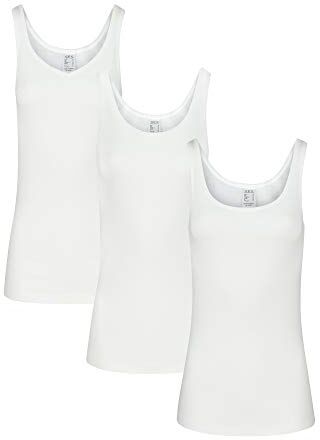 SES Canottiera da Donna, Confezione da 3 Pezzi, 100% Cotone, Bianco, 38