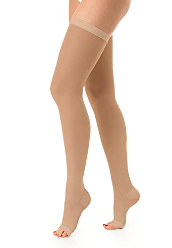 Relaxsan Antitrombo M1370A (1 Paio Beige, XL) calze autoreggenti punta aperta per degenza antiembolismo K2 compressione graduata 25-32 mmHg