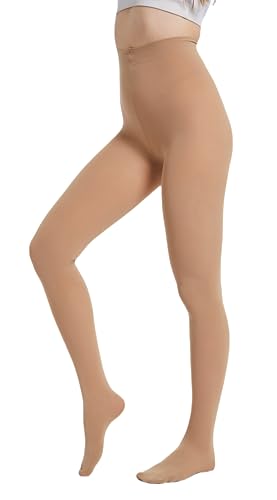 HeyUU Collant da donna colorati semi-oscuranti 80 denari in microfibra, beige scuro, M