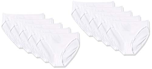 Amazon Essentials Slip in Cotone SGAMBATO (Disponibile in Taglie Forti) Donna, Pacco da 10, Bianco, 50