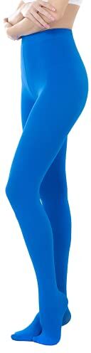 HeyUU Donna Collant colorato semi-opaco 80 DEN Collant di sostegno in microfibra 80 DEN（Blu Reale,L-XL