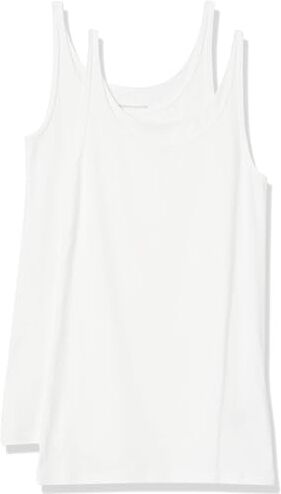 Amazon Essentials Canotta con Spalline Sottili Slim Donna, Pacco da 2, Bianco, L