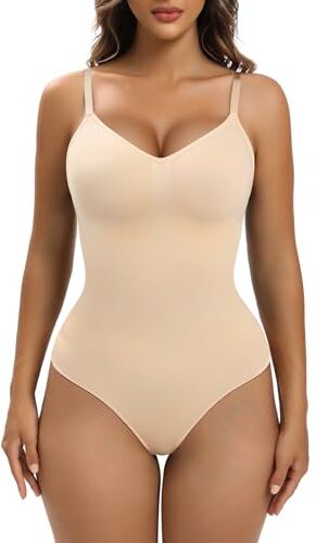 YIANNA Body Modellante Donna Contenitiva Perizoma Shapewear Bodysuit Pancera Dimagrante Snellente Contenitivo Curvy Shaper Beige L XL 5213