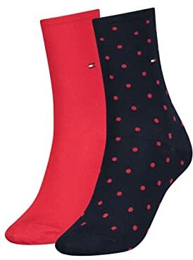 Tommy Hilfiger Clssc Sock  Calzini, Rosso (Red / Navy), 39-42 Donna (Pacco da 2)