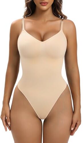 YIANNA Donna Shapewear Body Contenitivo Modellante Perizoma Bodysuit Pancera Snellente Shaper Pancia Piatta Contenitiva Beige L XL 5215