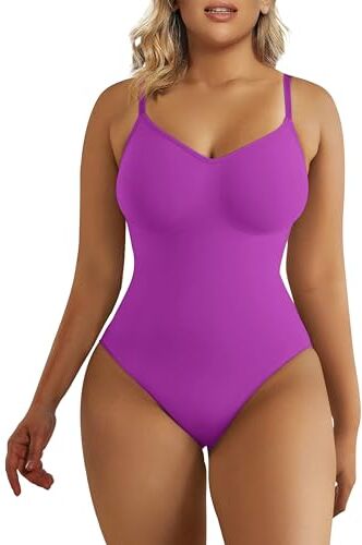 SHAPERX Donna Bodysuit Body Contenitivo Modellante Intimo Snellente Shaper Seamless Shaping Figura Formante Corpetto Shapewear, UK-SZ5215-Liatris-L/XL