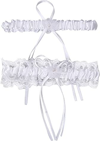 Generico Giarrettiere Di Pizzo Sposa, Giarrettiera Da Sposa Di Alta Qualità, Regalo Giarrettiera Da Sposa Set Di Giarrettiere Di Pizzo Blu Sposa, Set Da Sposa, Giarrettiera Sposa, Con Decoro Floreale