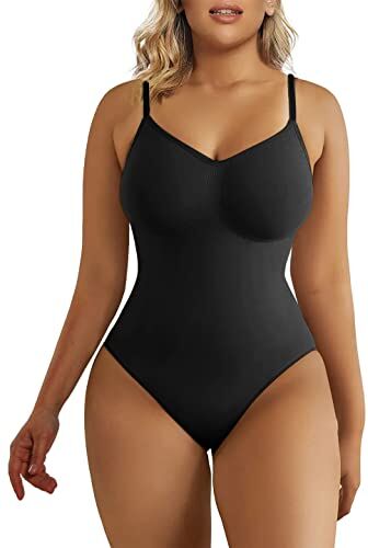 SHAPERX Donna Bodysuit Body Contenitivo Modellante Intimo Snellente Shaper Seamless Shaping Figura Formante Corpetto Shapewear, UK-SZ5215-Black-4XL/5XL