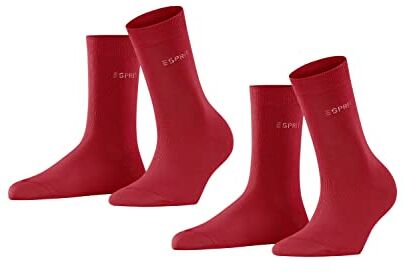 Esprit Uni 2-Pack W SO cotone tinta unita confezione di 2 paia, Calzini Donna, Rosa (Red Pepper 8074), 39-42