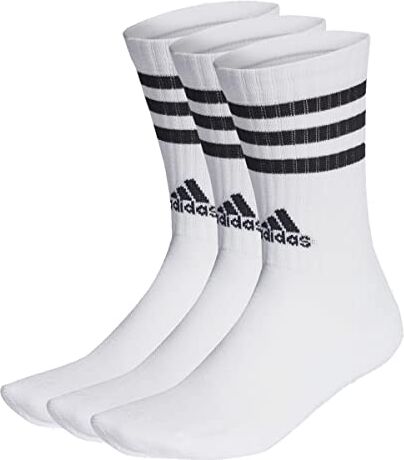 Adidas 3-stripes Cushioned Crew Socks 3 Pairs, Calzini Unisex Adulto, White/Black, M (Pacco da 3)