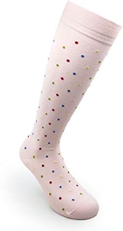 Relaxsan FANCY 810-D (Pink pois, Tg.S) Gambaletti compressione graduata 15-21 mmHg Cotone Antiodore Fantasia unisex uomo donna