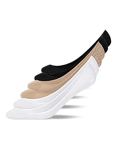 Snocks 6 Paia Calzini Fantasmini Donna Calze Invisibili Uomo 35-38 Colore Mix (Nero/Bianco/Beige) Calzini per Mocassini Uomo Pedalini Donna Cotone Organico