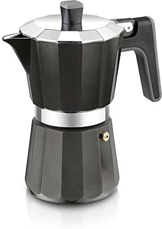 BRA Caffettiera Italiana Induzione, Alluminio, Nero, 6 tazas