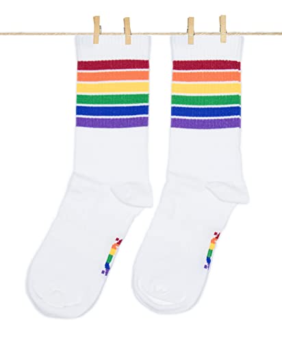 Roits Calze Pride Sport Bianco Donna 36-40 Calzini Sportivi Orgoglio Lgbt Arcobaleno Accessori Colorati Regalo Originali Gadget Unisex