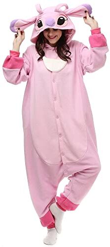 ZKomoL Animali Pigiama Kigurumi Onesie Unisex per Adulti per Feste e Cosplay Costume (S, Rosa Stitch)