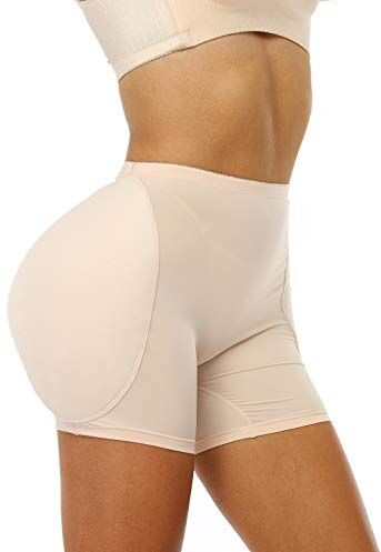 BIMEI 2PS Body Shaper da donna, senza cuciture, con imbottitura all'anca (3XL, beige mini)