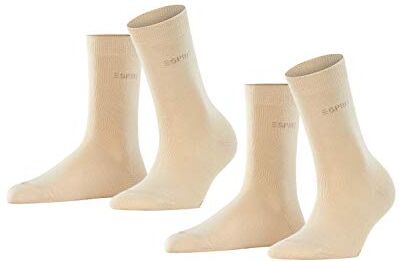 Esprit Uni 2-Pack W SO cotone tinta unita confezione di 2 paia, Calzini Donna, Beige (Cream 4011), 35-38