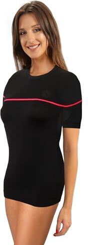 sesto senso Dryarn Canottiera sportiva da donna, a maniche corte, a compressione, Nero , Small/Medium