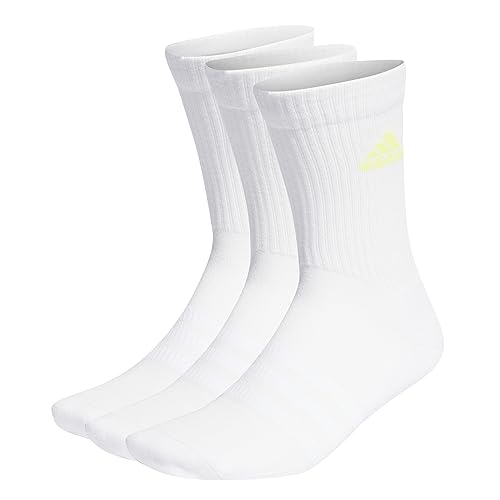 Adidas Cushioned Crew Socks 3 Pairs, Calze Medie Unisex Adulto, White/Lucid Cyan/Lucid Lemon/Lucid Pink, S (Pacco da 3)