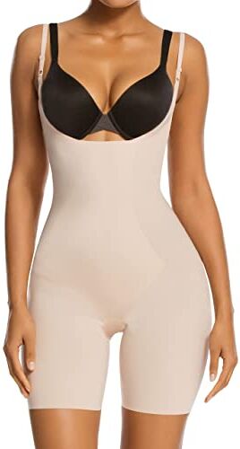 SHAPERX Donna Body Contenitivo Stringivita Modellante Dimagrante Snellente Bodysuit Intimo Guaina Contenitiva Shaper Shapewear Addominale Compressione Bustino, UK-SZ2490293-Beige-2XL