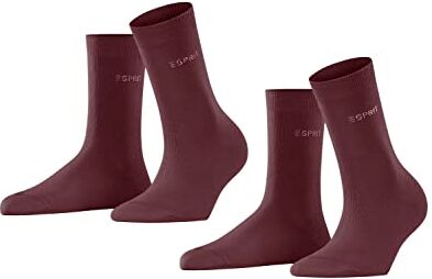 Esprit Uni 2-Pack W SO cotone tinta unita confezione di 2 paia, Calzini Donna, Rosso (Shadow Red 8138), 35-38