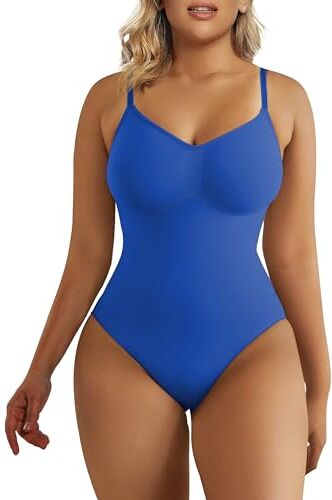 SHAPERX Donna Bodysuit Body Contenitivo Modellante Intimo Snellente Shaper Seamless Shaping Figura Formante Corpetto Shapewear, UK-SZ5215-Palace Blue-2XL/3XL