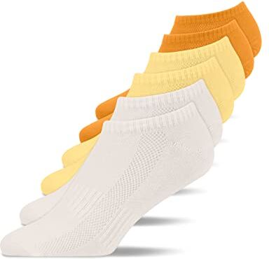 Snocks Calze Uomo Donna Corte Fantasmini Cotone Organico Taglia 35-38 Colore Mix (Arancione/Giallo/Crema) Calzini per Donna Uomo Calze Uomo Sneaker Unisex