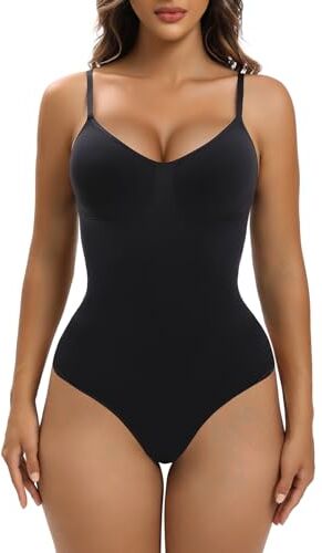 YIANNA Body Modellante Donna Contenitiva Perizoma Shapewear Bodysuit Pancera Dimagrante Snellente Contenitivo Shaper Pancia Piatta Nero L XL 5213