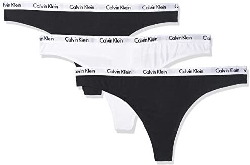 Calvin Klein Perizomi Donna Confezione da 3 Tanga, Multicolore (Black/White/Black), S