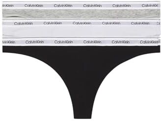 Calvin Klein Perizomi Donna Confezione da 3 Modern Logo Tanga, Multicolore (Black/White/Grey Heather), XS