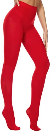 CozyWow Collant da donna semi solido opaco 80D da donna (Rosso,M)