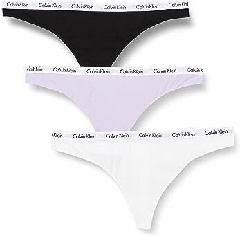 Calvin Klein Perizomi Donna Confezione da 3 Tanga, Multicolore (Black/White/Pastel Lilac), L