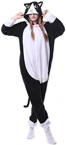 ZKomoL Animali Pigiama Kigurumi Onesie Unisex per Adulti per Feste e Cosplay Costume (X-Large, Black Cat)