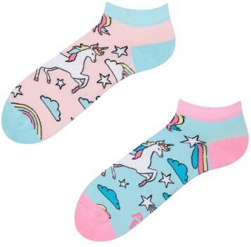 Dedoles Calzini Unisex Donna Uomo & Bambini Calze Cotone con tanti Design divertenti sinistra destra diversi, colore: Rosa, disegno: Unicorno arcobaleno (alla caviglia), taglia: 39-42