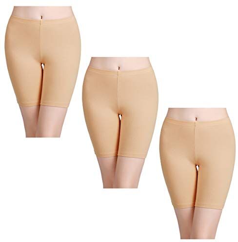 wirarpa Pantaloncini Sottogonna Boxer Donna Cotone Vita Alta Mutande Shorts Elasticizzati Pacco da 3 Beige Taglia 62