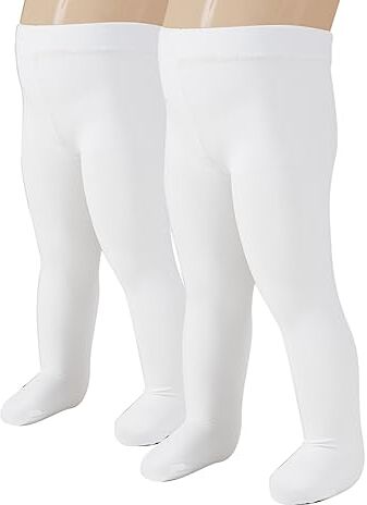 CALZITALY 2 Paia Collant Neonata in Microfibra, Calzamaglia Bébé, Bianco, Rosa, Panna, Blu, 40 DEN, Made in Italy (1 Paio Rosa + 1 Paio Bianco, 3 mesi)