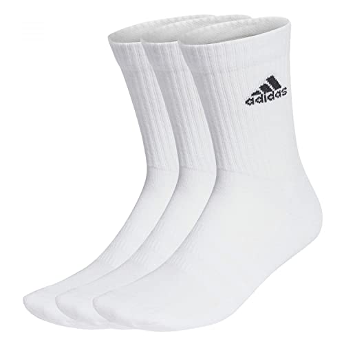 Adidas Cushioned Crew Socks 3 Pairs, Calze Medie Unisex Bambini e ragazzi, White/Black, XL (Pacco da 3)